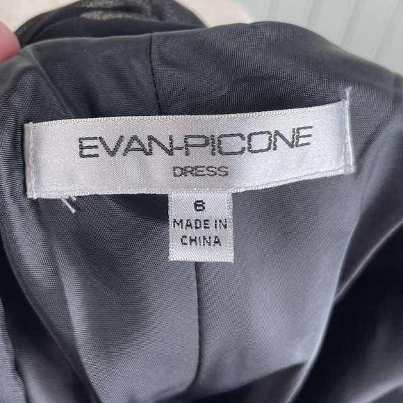 Vintage Evan-Picone Black Chiffon Sleeveless Rhinestone Cocktail Dress Size 6 - Picture 6 of 8